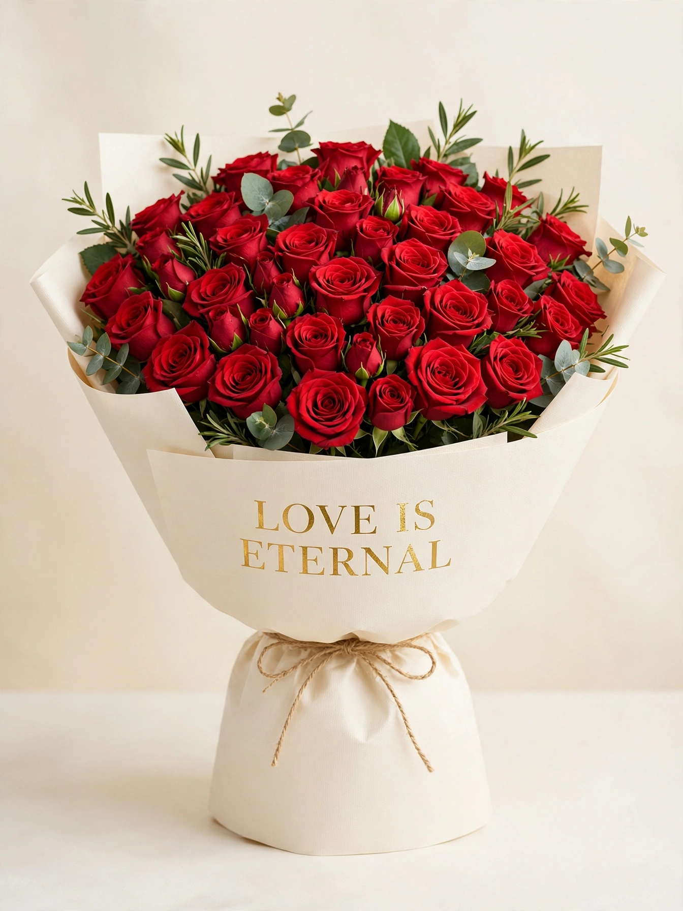 Eternal Love 50 Red Roses Bouquet - flower delivery Kampala